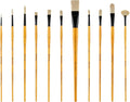 Creative Mark Paint Brush Set Mimik Hog Professional Synthetic Hog Bristle Brushes for Acrylics, Inks, Dyes, Gouaches, Watercolors, Easein & Egg Tempera - [11 Piece Value Set]