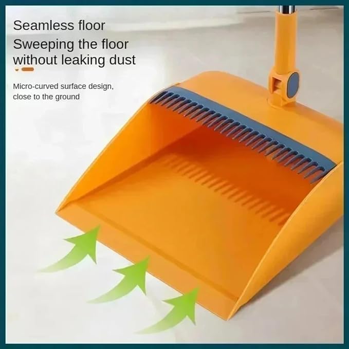 Foldable Broom and Dustpan Set, Compact Wall Mountable with Extra Stiff Bristles for Easy Storage & Cleaning (Green)