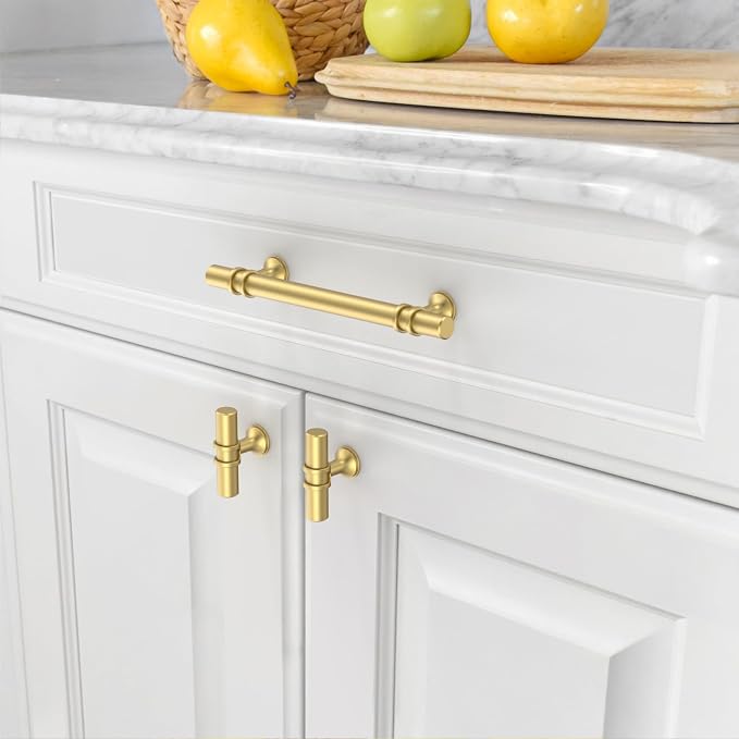Asidrama 10 Pack 6.3 Inch(160mm) Brushed Gold Kitchen Cabinet Handles, Cabinet Pulls Kitchen Cabinet Hardware Cupboard Handles Drawer Pulls