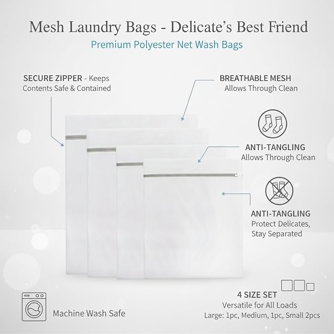 Mesh Laundry Bag, Polyester Net Wash Bag for Delicate Items