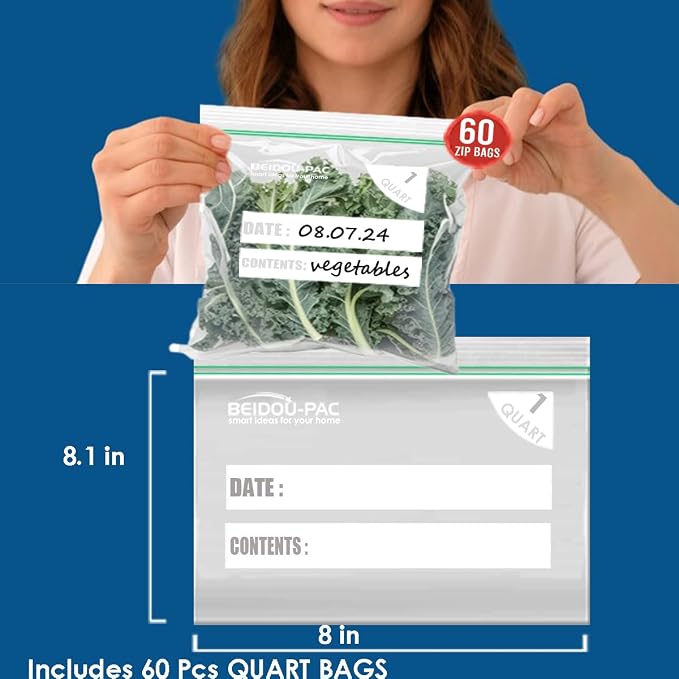 BEIDOU-PAC Combo Storage Zip Bags 350 Count, Resealable Variety Pack With Organizer, Reclosable Clear Plastic Snack, Sandwich, Quart, Gallon Assorted Size Bags