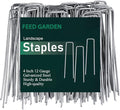 4 Inch 50 Pack Galvanized Landscape Staples 12 Gauge Anti-Rust Garden Stakes Landscaping Fabric SOD Pins Yard Stakes for Weed Barrier Fabric