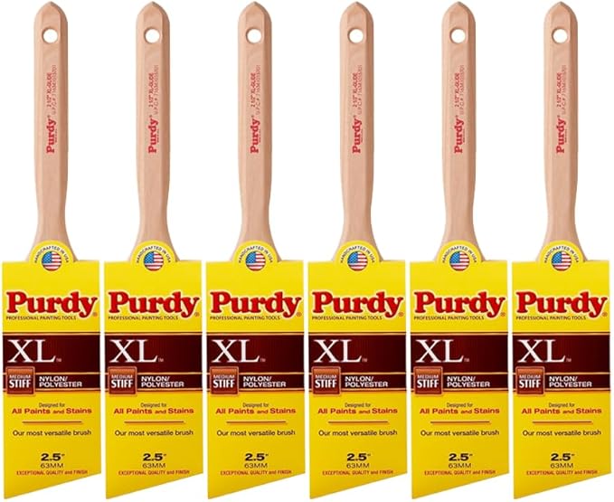 6‐Pack of 2‐1/2" Purdy 144152325 XL Glide Angled Sash Paint Brush, Tynex Orel