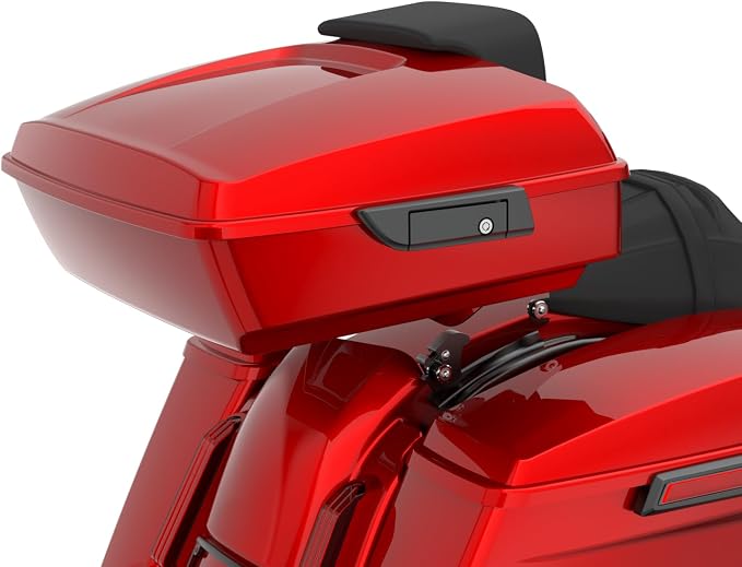 Advanblack 2025 RG Tour Trunk Pack Brilliant Red Chopped Tour Trunk Pack Backrest Pad for '97-'25 Harley Touring Road King Street Glide Electra Glide CVO models