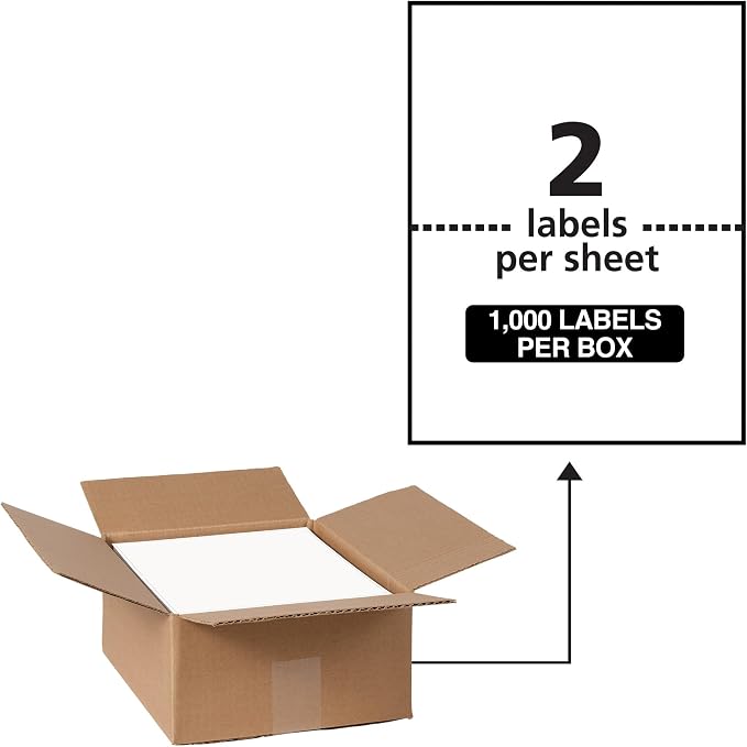 Avery Waterproof Labels, Ultrahold Adhesive, 5.5" x 8.5", Case of 1,000 Labels for Laser Printers (95526)