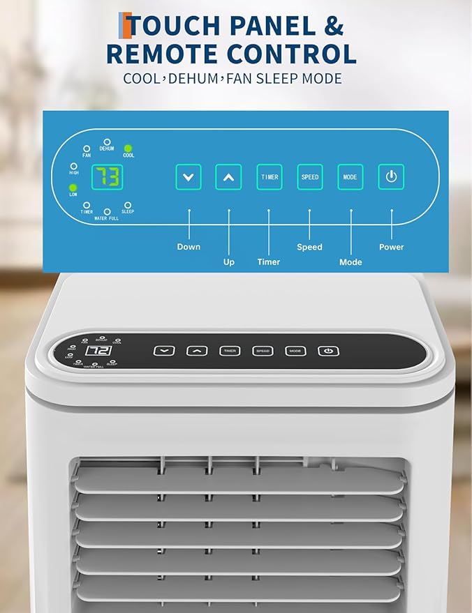 Garvee 8,000 BTU AC Unit, 3-in-1 Portable Air Conditioner with Cooling, Dehumidifier & Fan for Rooms up to 350 sq.ft, Remote Control, Sleep Mode, Timer & Window Kit