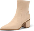 Coutgo Womens Ankle Boots Chunky Low Heel Closed Pointed Toe Zip Booties | 2.4-inch Block Heel,Side Zipper,Dressy Casual,Work Office,Fall Winter,Dress Shoes