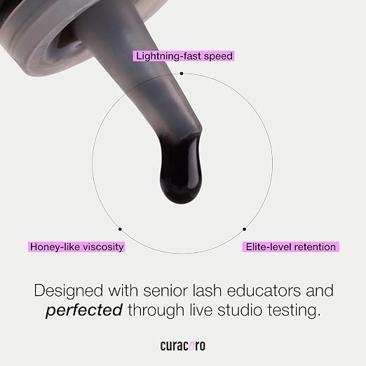 Curacoro Bold Black Eyelash Extension Glue 5ml, 0.5-1s Dry Time | Extra Strong Adhesive for Salon Use, for Trained Lash Technicians Only