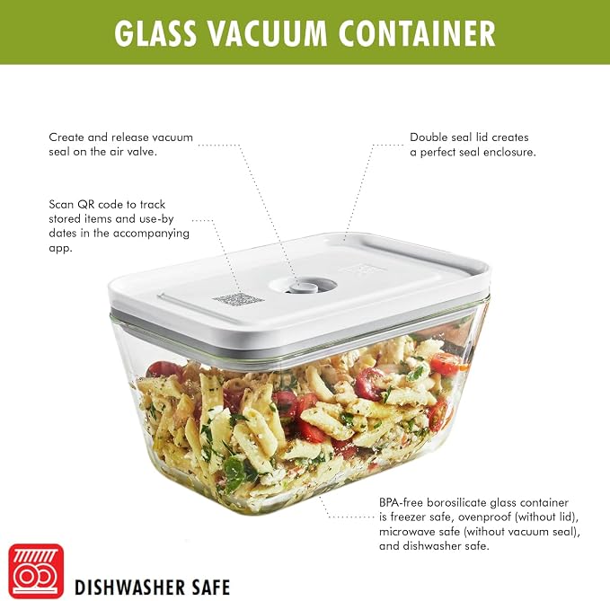 Zwilling Fresh & Save 3-Pc Glass Food Storage Container Set | Airtight Glass Containers Keep Food Fresh Up to 5X Longer with the Fresh & Save Vacuum Pump (Pump Not Included).
