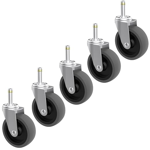 RILIDRI Replcament Casters for Brute Trash Bin Dolly Set of 5, 3-Inch Trash Can Dolly Replacement Wheels - 375LBs per Set