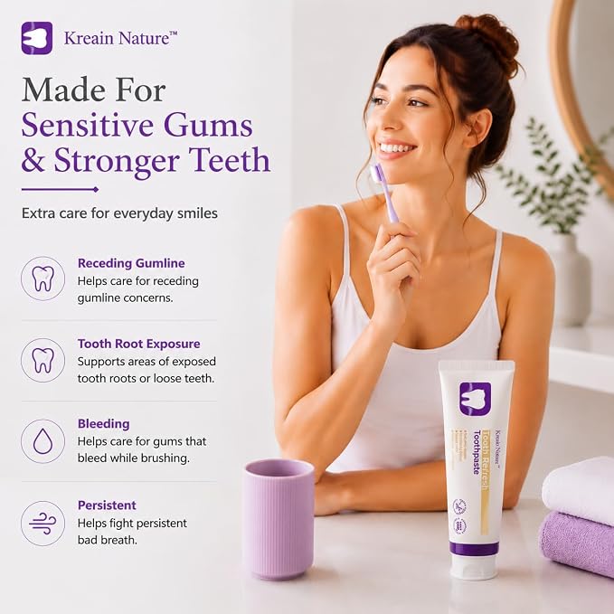 Tooth Refresh Toothpaste, Fluoride-Free, 5 Pack | Whitening Hydroxyapatite Toothpaste, Natural Oral Care, Enamel Repair & Stains Removal, Mom & Dad Gifts