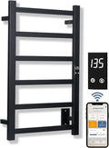 Topdattion Smart Wireless Electric Towel Warmer | Blade Thin 6 Bar Design | Hardwired & Plug-in | Alexa & Google Home Compatible | Matte Black Finish