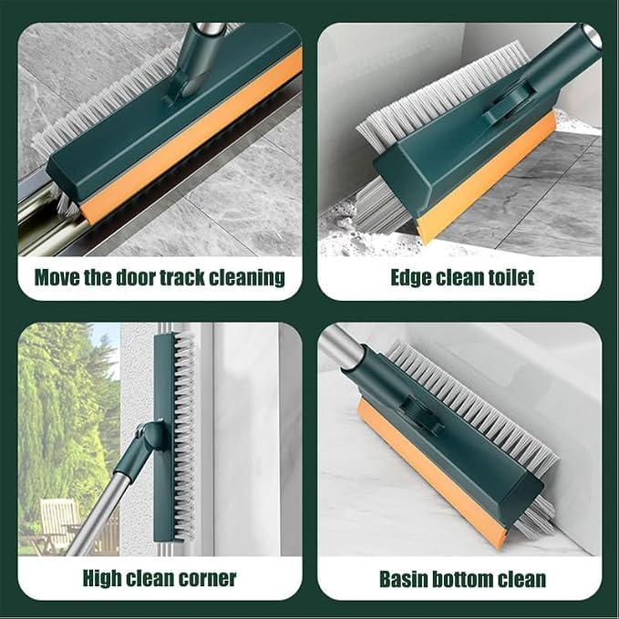 Bathroom Cleaning Brush with Wiper,Tiles Cleaning Brush Bathroom Brush with Long Handle Tile Cleaner Brush Bathroom Floor Cleaning Brush Floor Cleaner Brush Floor Scrub Brush (3 in 1 Brush)