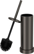 Brushed Nickel Toilet Brush and Holder Set, 304 Stainless Steel Toilet Brush for Bathroom, Heavy Duty Toilet Bowl Brush with Holder, Removable Inner Bowl and Splash Protection, Long Handle