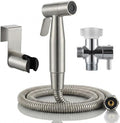 BARROCK Handheld Bidet Sprayer for Toilet, Stainless Steel Metal Made Baby Cloth Diaper Spraying Kit, Bathroom Toilet Bidet Attachment Set for Bathing Pets and Feminine Hygiene, Brushed Nickel