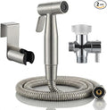 BARROCK Handheld Bidet Sprayer for Toilet, 2 Pack Stainless Steel Metal Made Baby Cloth Diaper Spraying Kit, Bathroom Toilet Bidet Attachment Set for Bathing Pets and Feminine Hygiene, Brushed Nickel