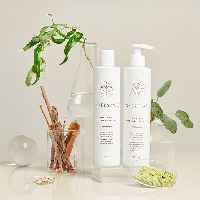 INNERSENSE Organic Beauty - Hair Renew Scalp Balance Duo with Hairbath + Conditioner (10 fl oz each) | Non-Toxic, Cruelty-Free, Clean Haircare