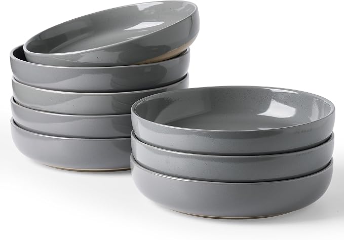 famiware Milkyway 33 oz Bowl Set, Pasta Bowls Set of 8, Salad Bowls Perfect for Your Friend for Housewarming, Thanksgiving, Christmas, Dark Gray