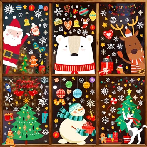 Christmas Window Clings for Glass Windows, Stickers for Window Decorations