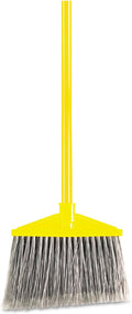 Rubbermaid Commercial Brute Angled Large Broom, Polyethylene Bristles, 46-7/8 Inch Metal Handle, Yellow/Gray (6375-00GY)