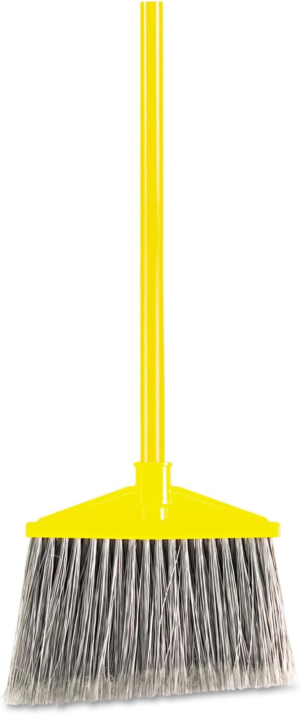 Rubbermaid Commercial Brute Angled Large Broom, Polyethylene Bristles, 46-7/8 Inch Metal Handle, Yellow/Gray (6375-00GY)