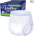 LivDry M Overnight Adult Diapers for Women and Men, Incontinence Underwear, Medium, 68-Pack