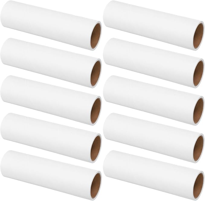 10 Rolls Pet Hair Adhesive Lint Roller Refill, 38mm Core Sticky Tape Roller for Clothes, Upholstery, and Furniture, Extra Adhesive Sticky Remover Refills for Household Use