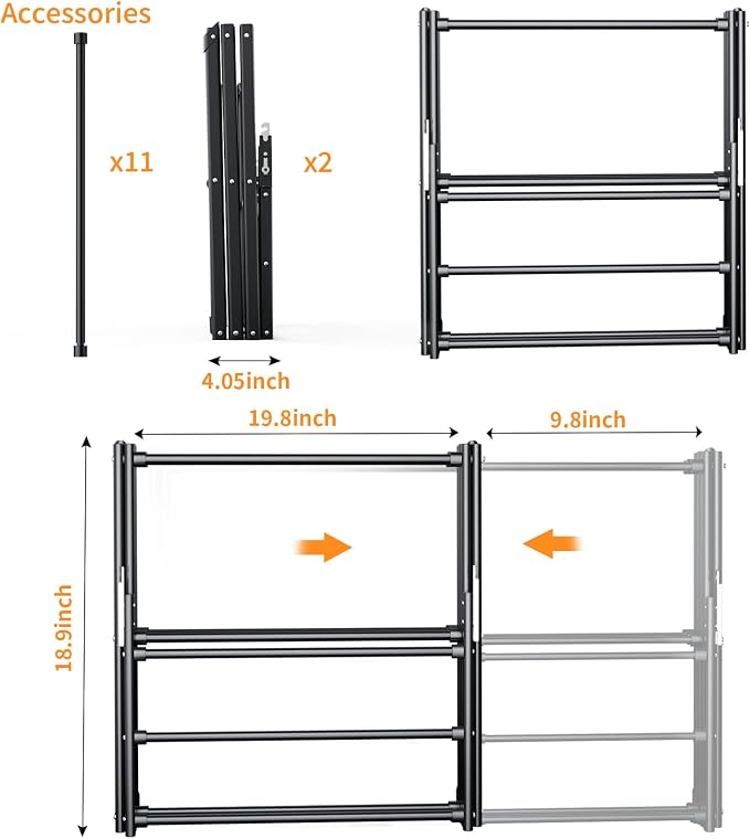 Clothes Drying Rack Foldable Drying Rack Clothing Black-1pack | for Laundry - 40" x 28.8" x 14.2", Space Saving Household Indoor