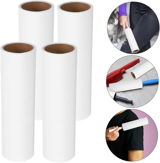38mm Inner Diameter Sticky Lint Roller Refills 10 Rolls PET Hair Remover Replacement for Furniture Couch Carpet and Bedding Adhesive Cleaning Paper 16cm White