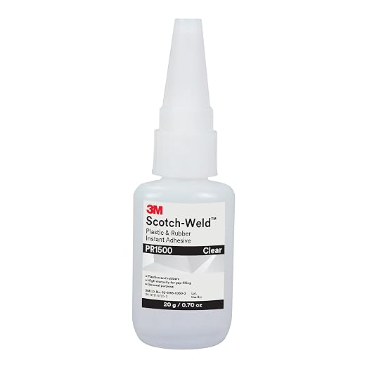 3M Scotch-Weld Plastic & Rubber Instant Adhesive PR1500, Clear, 20 Gram Bottle