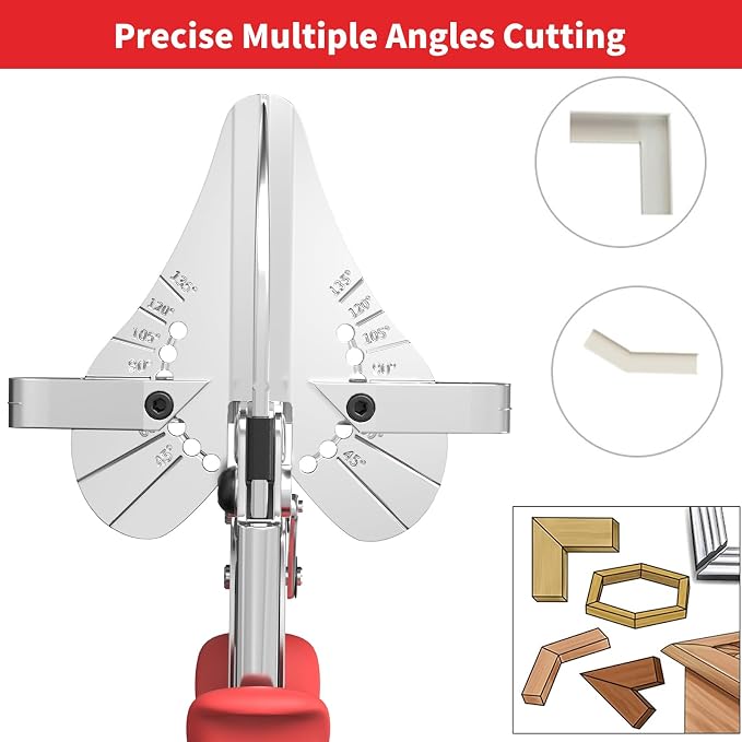 GARTOL Ratchet Miter Shears, 45-135 Degree Adjustable Multi-Angle Cutter for Molding & Trim, Effortless Ratchet System for Quarter Round, Shoe Mold, PVC & Soft Wood, Includes Spare SK5 Blade