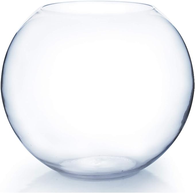 WGV Large Bowl Glass Vase, Diameter 19", Height 16", (Multiple Sizes Choices) Clear Huge Round Bubble Vase Jar, Floral Planter Terrarium for Wedding Event Home Decor, 1 Piece (VBW1916)