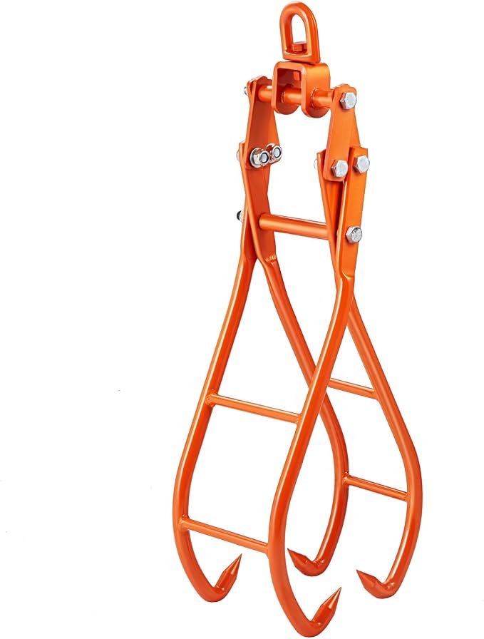 VEVOR Timber Claw Hook, 28 inch 4 Claw Log Grapple Logging Tongs, Swivel Steel Log Lifting Tongs 31" Max Opening, Eagle Claws with 2205LBS/1000kg Loading Capacity for Tractors, ATVs, Trucks, Forklifts