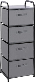 MAX Houser 4 Drawer Fabric Dresser Tall Storage Tower, Dresser Chest with Wood Top, Vertical Nightstand Side Organizer Unit with Metal Frame for Closets Bedroom Nursery Room Hallway(Leaden) | , Dresser Chest with Wood Top, Vertical Nightstand Side Orga...