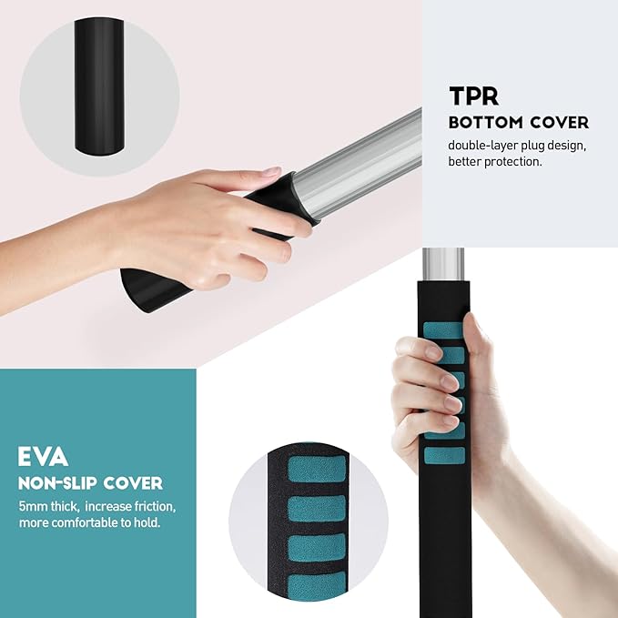 TelesPro 30 Feet High Reach Window Squeegee with 6-24 Ft Extension Pole, Window Cleaner Tool with 5-Stage Telescoping Pole, Window Cleaning Kit with Rotatable Head (2 Squeegee & 2 Microfibre Cloths)