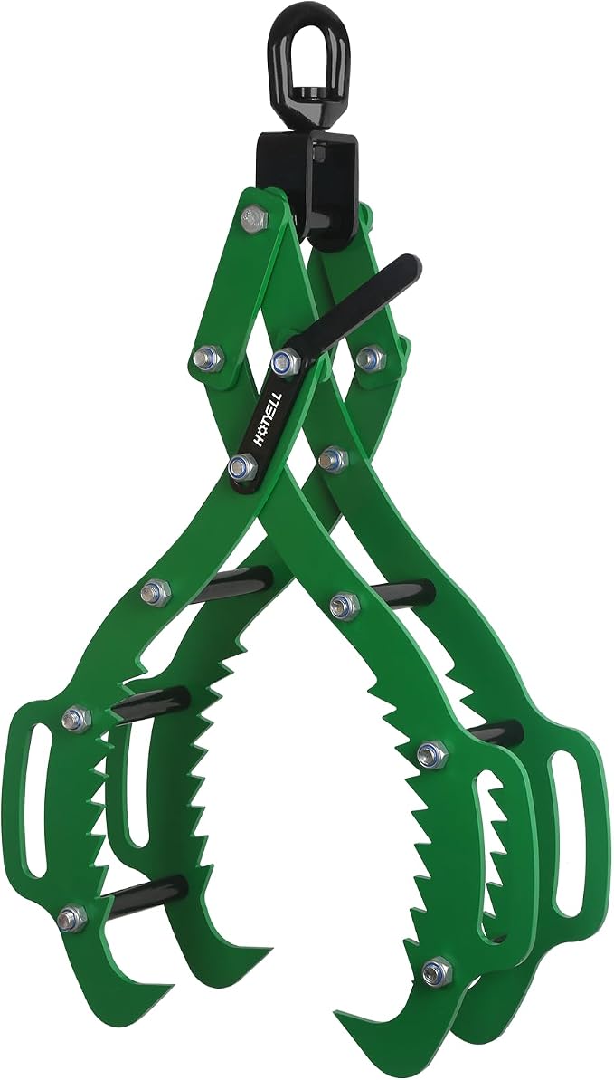 Log Lifting Tongs, Log Grapple Hook with Handle, Upgraded Timber Claw Hooks as Handling Tools for Dragging and Lifting Logs Used as Tractor, ATVs and Trucks Accessories (4 Claws - 30‘’)