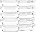 M MCIRCO 10-Pack 22 Oz Glass Meal Prep Containers with Lids - Microwave, Oven, Freezer & Dishwasher Safe - White