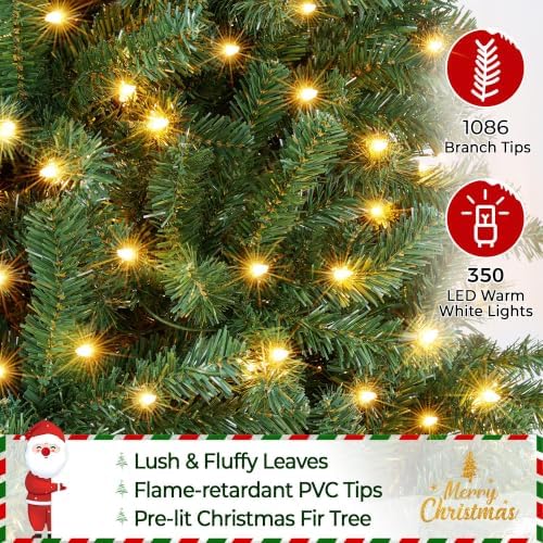 Yaheetech 7.5ft Pre-lit Pencil Artificial Christmas Tree, Green