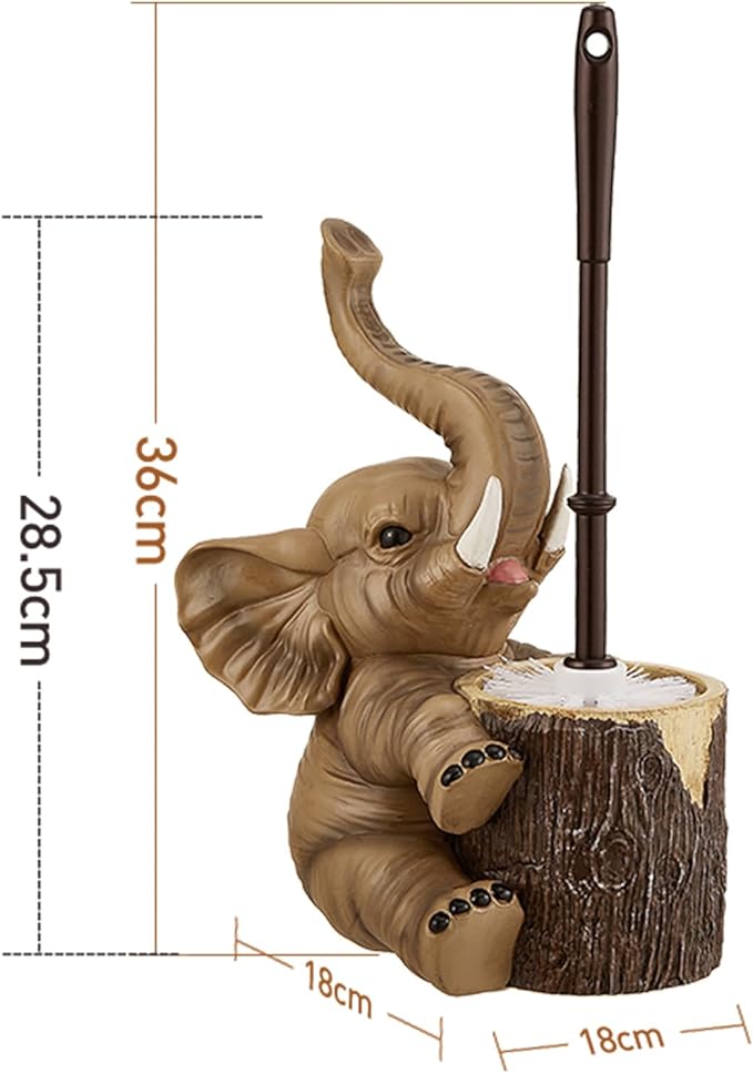 Elephant Toilet Brush and Holder Set - Space Saving, Deep Cleaning, Drip-Proof, Easy Assembly, Nylon Bristles - Ideal for American Bathrooms