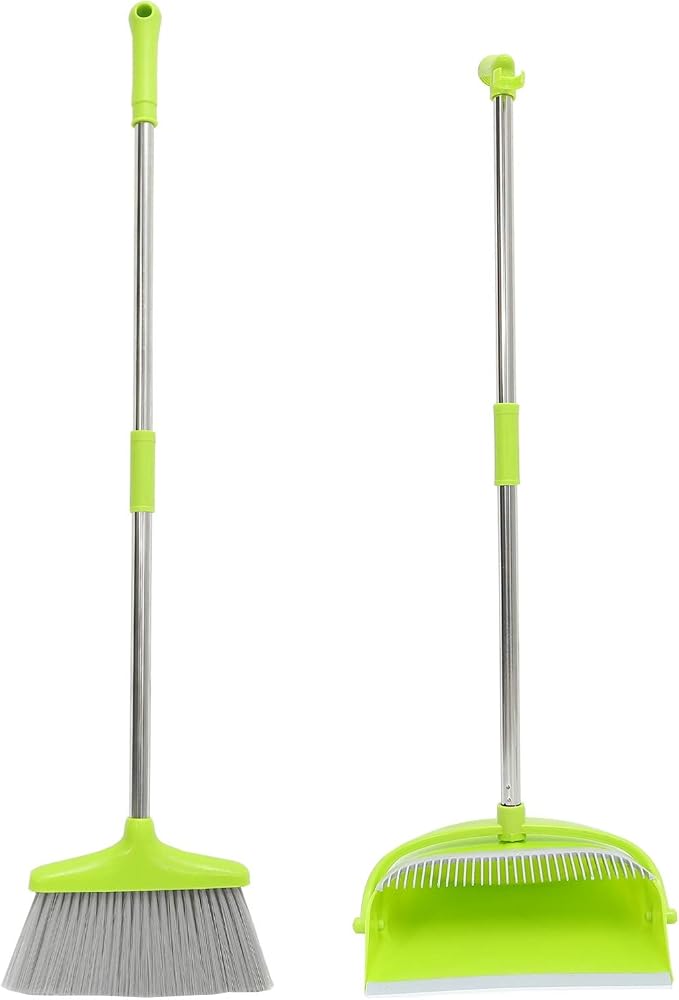 LIFKOME Dust Pan and Broom Set Multi-Function Scraper and Comb for Pet and Human Hair
