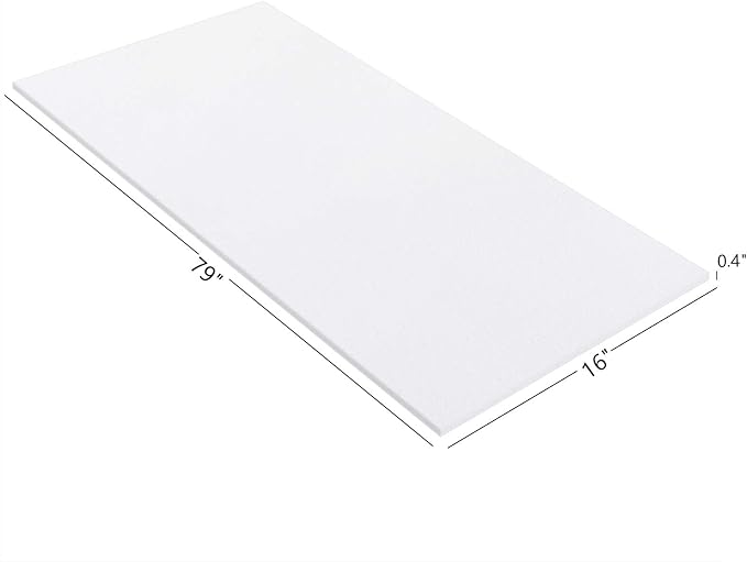 Patelai Cushion Sheet Upholstery Foam High Density Foam Padding Seat Replacement Upholstery Wrap Sponge Padding for Cushions Chairs Packing Storage and Shipping(79 x 16 x 0.4 Inch,White)