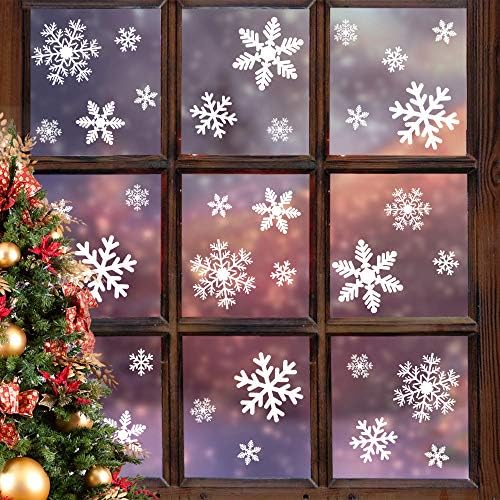 LUDILO 135Pcs Christmas Decorations Window Clings Snowflakes Window Decals