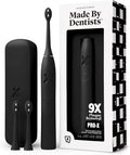 Made by Dentists PRO‑X Sonic Electric Toothbrush for Adults – Dentist‑Designed Whitening Rechargeable Toothbrush, 9 x More Plaque Removal, 70 Day Battery, 3 Modes, Travel Case & Extra Heads, Black