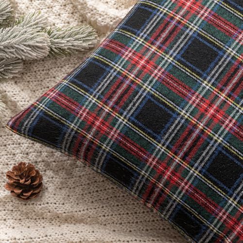 MIULEE Christmas Plaid Pillow Covers Scottish Tartan 12x20 Dark Blue