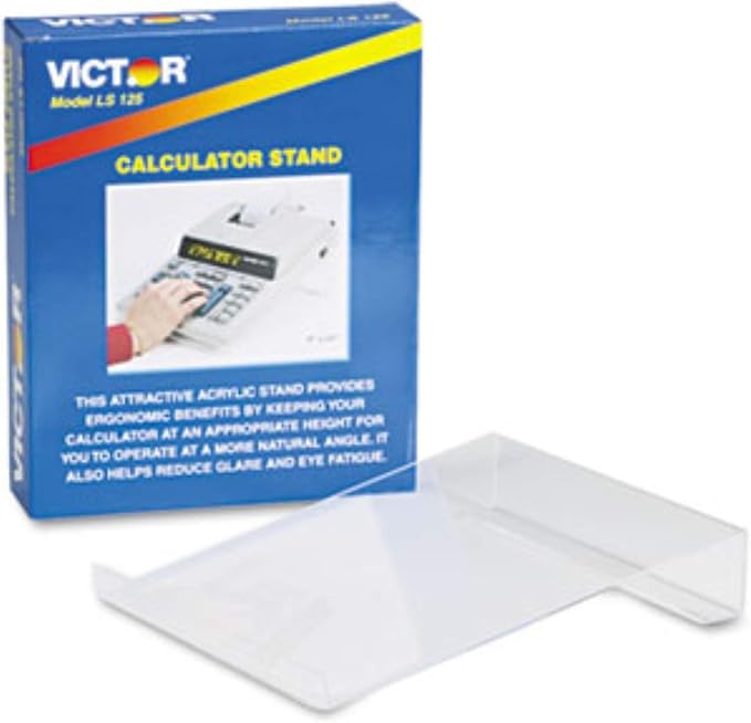 VICTOR LS125 Large Angled Acrylic Calculator Stand, 9 x 11 x 2, Clear