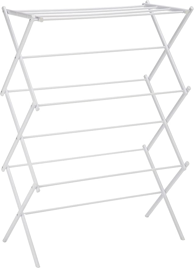 Amazon Basics Foldable Portable Clothes Drying Rack for Indoor Air Drying, Collapsible Design, 14.5" D x 29.5" W x 41.8" H, White