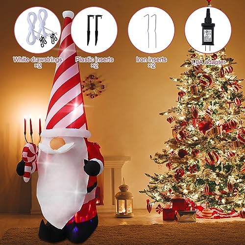 7ft Christmas Inflatable Outdoor Decoration Dwarf with Hat Inflatable Patio Decoration with Built-in LED Lights, Suitable for Christmas Holiday Party, Patio, Lawn, Garden Winter Decoration