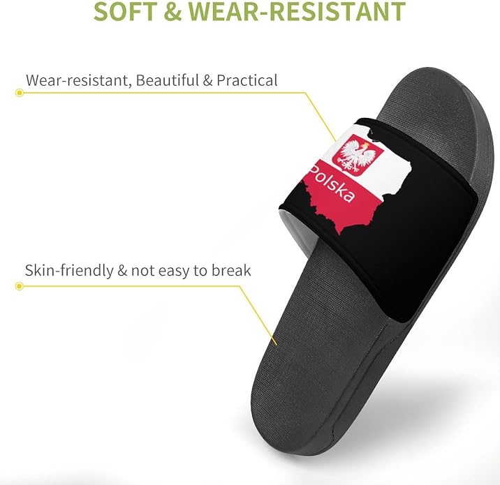 Polska Poland Eagle Flag Polish Slippers House Slides Shower Sandals Shoes | Non Slip Quick Drying Bathroom Indoor