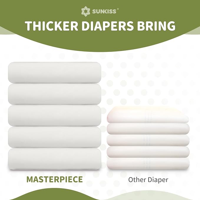 SUNKISS Masterpiece Adult Diapers with Tabs, Unisex Disposable Incontinence Briefs for Women and Men, Odor Control, White, Large/XLarge, Previously Large, 10 Count (Pack of 2)