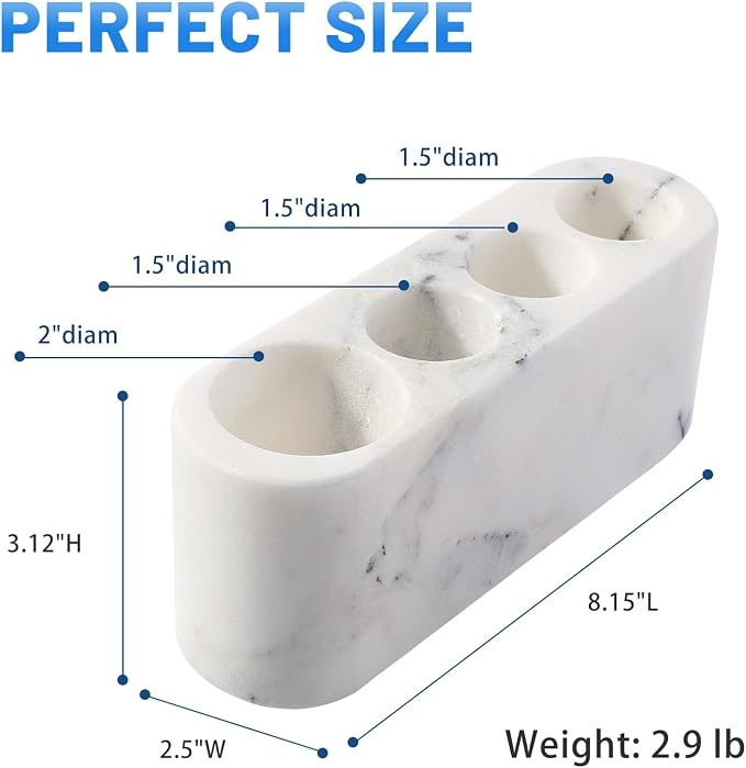 BCS Toothbrush Holder for Bathrooms, 4 Slots Marble Toothbrush and Toothpaste Holder Stand Bathroom Organizer Countertop for Electric Toothbrush, Floss, Razor, Comb(Grey)